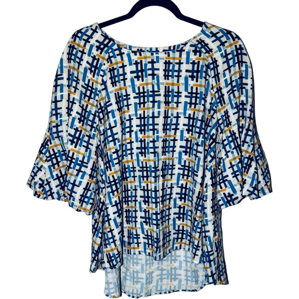 Jade Melody Tam Women's Medium Bubble‎ Half Sleeves Plaid Squares Blouse